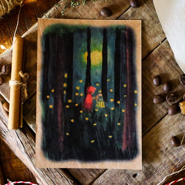 Mystical Forest A6 Postcard| Vintage Country Forest Postal Card| Mysterious Woods Retro Notecard