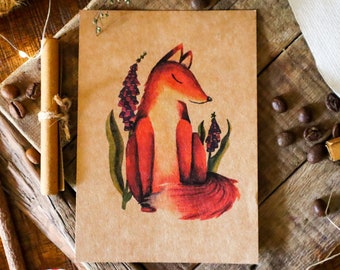 Red Fox A6 Postcard Print| Country Wild Animal Notecard for Wildlife Photographer| Rustic Vintage Postal Card