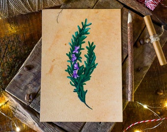 Rosemary Wildflower Vintage Art Print for Minimal Cottage Home Décor| Country Herb Rustic Wall Art for Herbalist
