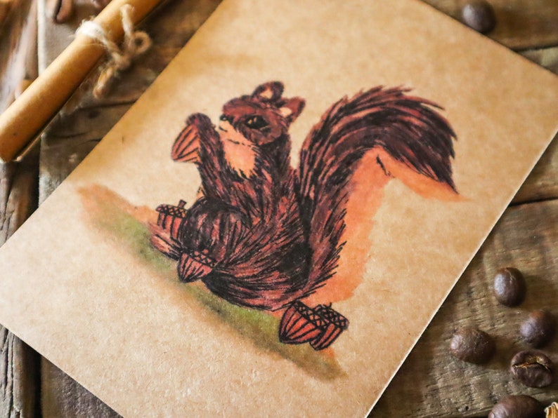 Home Squirrel Vintage Postcard Country Animal A6 Notecard Rustic Postal Card for Wildlife Photographer image 3