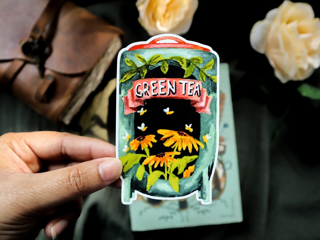 Green Tea Vinyl Sticker for Tea Lovers Cozy Herbal Tea Etsy