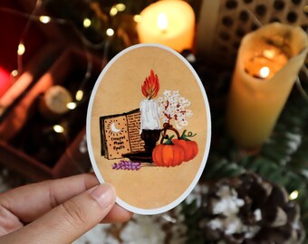 Witchy Vinyl Sticker for Magical Christmas| Vintage Pumpkin waterproof Sticker