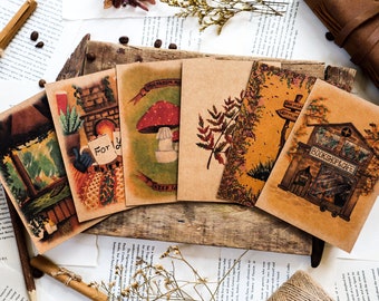 Cozy Autumn Postcards Set of 6 for Nature Lover| Rustic Postcards for Country Home Decor| Vintage Notecards Set