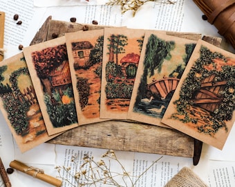 Cozy Countryside Postcards Set of 6 for Family| Vintage Landscape Notecards| Rustic Postcards for Nature Lover Gift