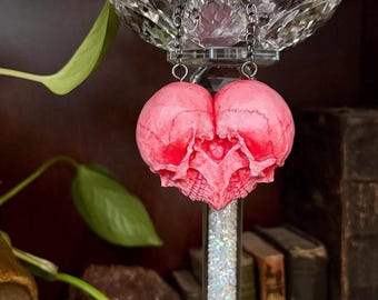 Double Skull Heart Sculpture – Anatomical Gothic Valentine, Memento Mori Art