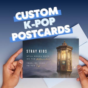Postal de K-Pop personalizada / + Código QR para video musical / Descarga digital imprimible / Regalo para fanáticos del K-Pop / Stray Kids, BTS, BlackPink, ATEEZ...