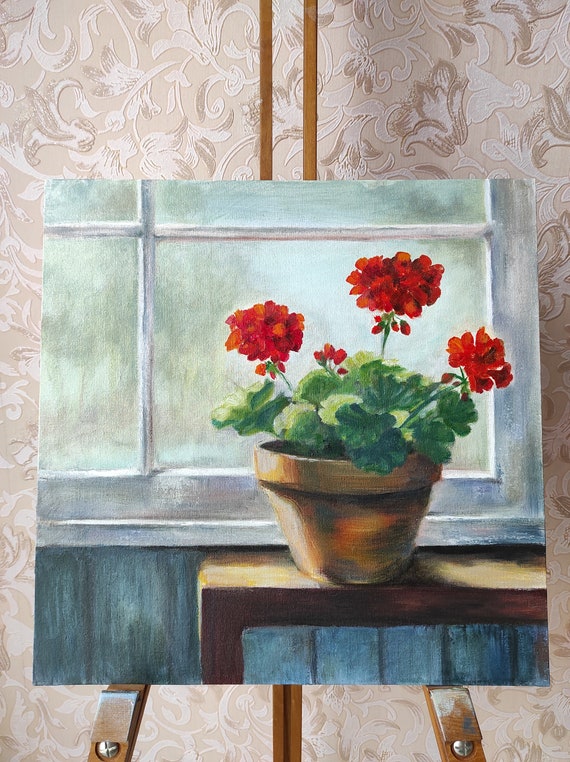 Flower Pot Oil Painting on Canvas 16x1640x40 cm Etsy