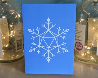 Dungeons and Dragons Christmas Card / 10.5cm x 14.8cm (when folded) / D20 Christmas Card / DnD Dice / Snowflake Christmas Card / Nerdy Gift