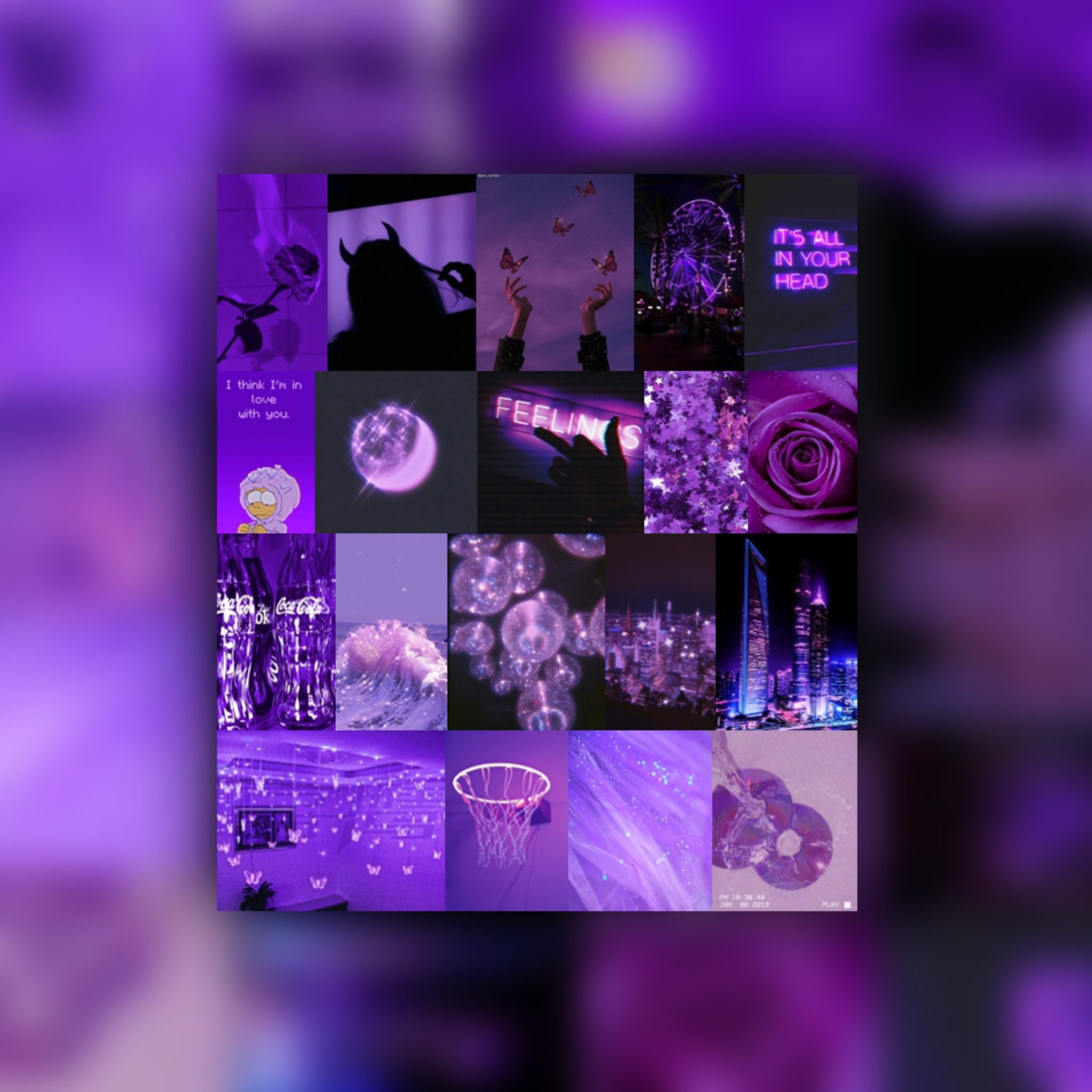 Purple wall collage picture kit DIGITAL COPY | Etsy