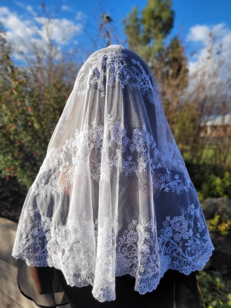 d shape and long veil PRE ORDER OF Cause of Our Joy Catholic chapel veil mantilla white church veil