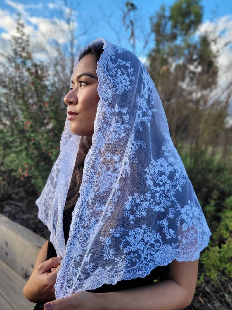 d shape and long veil PRE ORDER OF Cause of Our Joy Catholic chapel veil mantilla white church veil