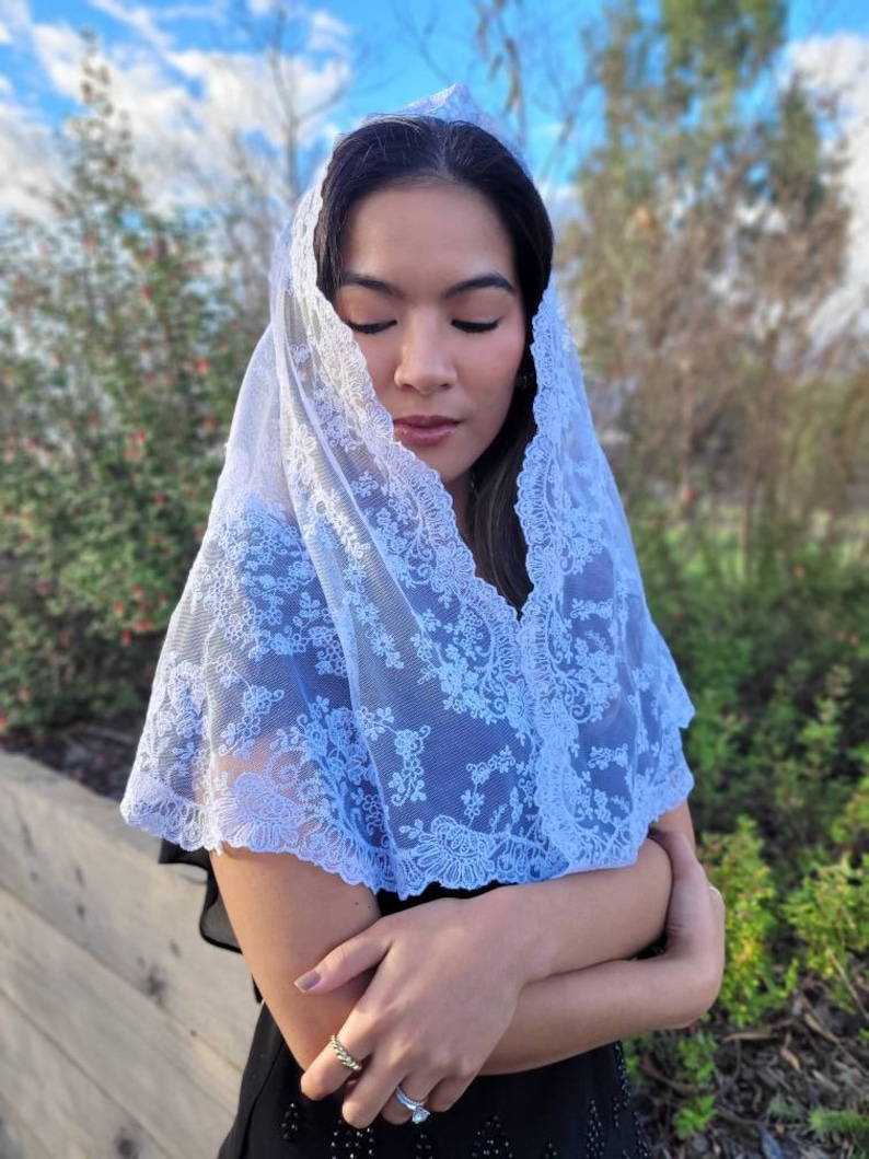 d shape and long veil PRE ORDER OF Cause of Our Joy Catholic chapel veil mantilla white church veil