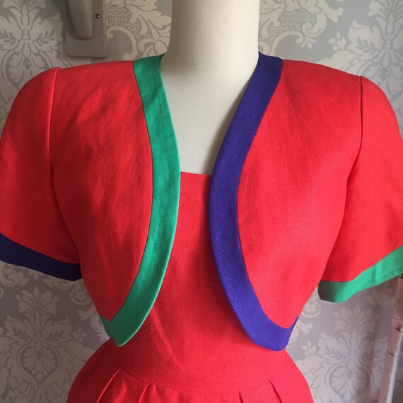 1980's Albert Nipon Two Piece Primary Colour Line… - image 2
