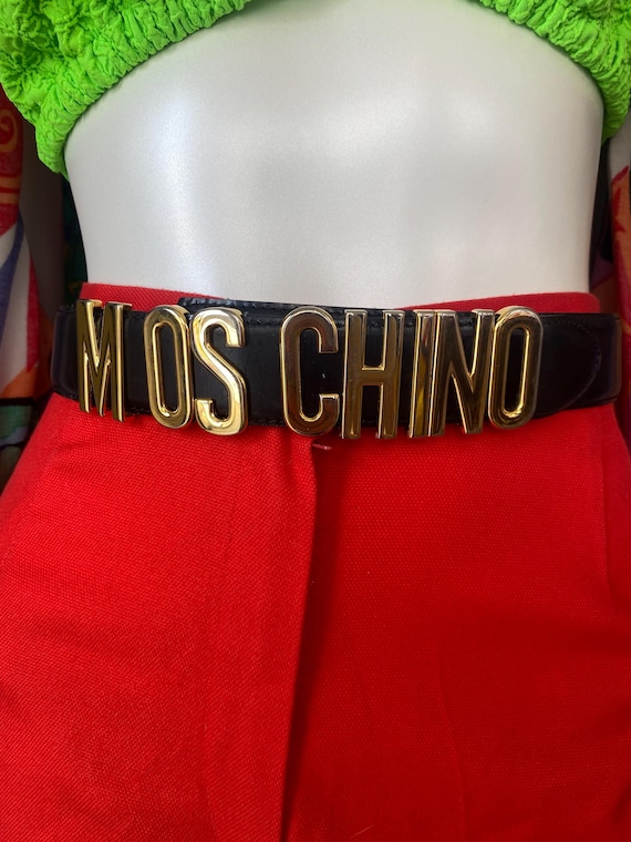 Vintage Moschino Redwall Belt – Gold Logo Letters – Italian Size