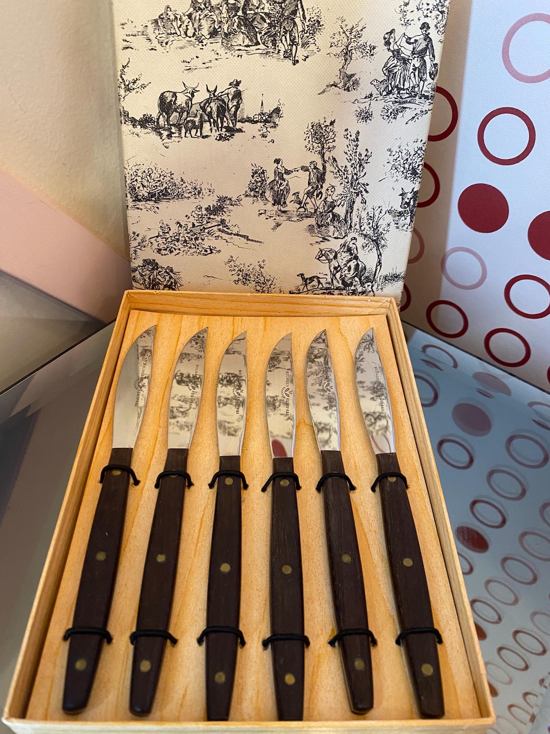 ROSTFREI  NO STAIN ロストフライ　アンティークソムリエナイフ Vintage Solingen Rostfrei Knife Set – 6 Fruit or Steak Knives With