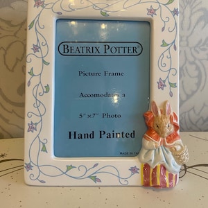 Marco de fotos vintage de Beatrix Potter, 1989, pintado a mano, 12,7 x 18,8 cm, Schmid, decoración infantil