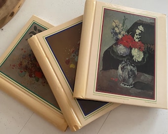 Vintage jaren 1990 bloemen fotoalbum set van 3 ongebruikte plakboeken herinneringsboeken gemaakt in Canada Cézanne Redon Art Covers