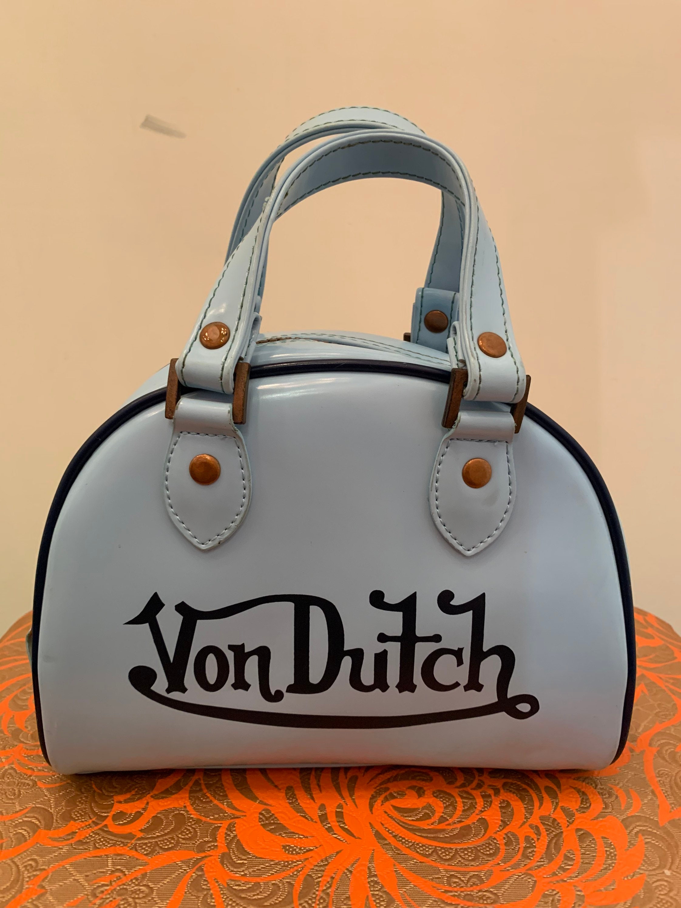 Vintage Von Dutch Bowling Bag , Baby Blue And Pink Striping, rare 90' -  clothing & accessories - by owner - apparel...
