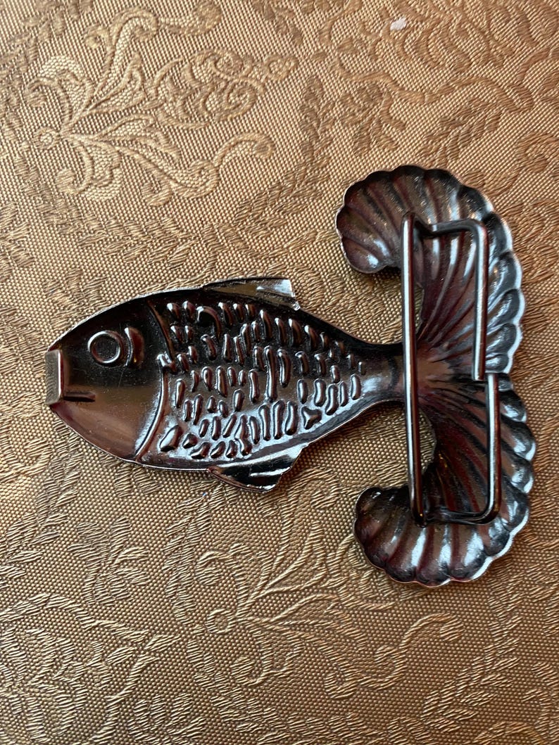 Vintage Big Fish Little Fish Belt Buckle Set – 80s 90s Novelty Metal ...