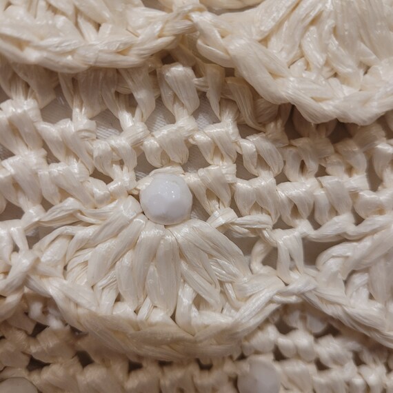 60s Raffia/beads off white purse - image 3