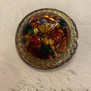 Vintage Floral Enamel Brooch