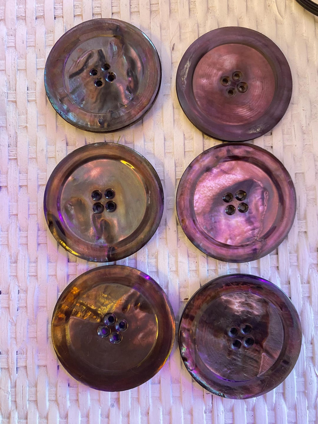 Set of 6 Large Vintage Shell Buttons – 1 3/4" Natural Mother of Pearl ...