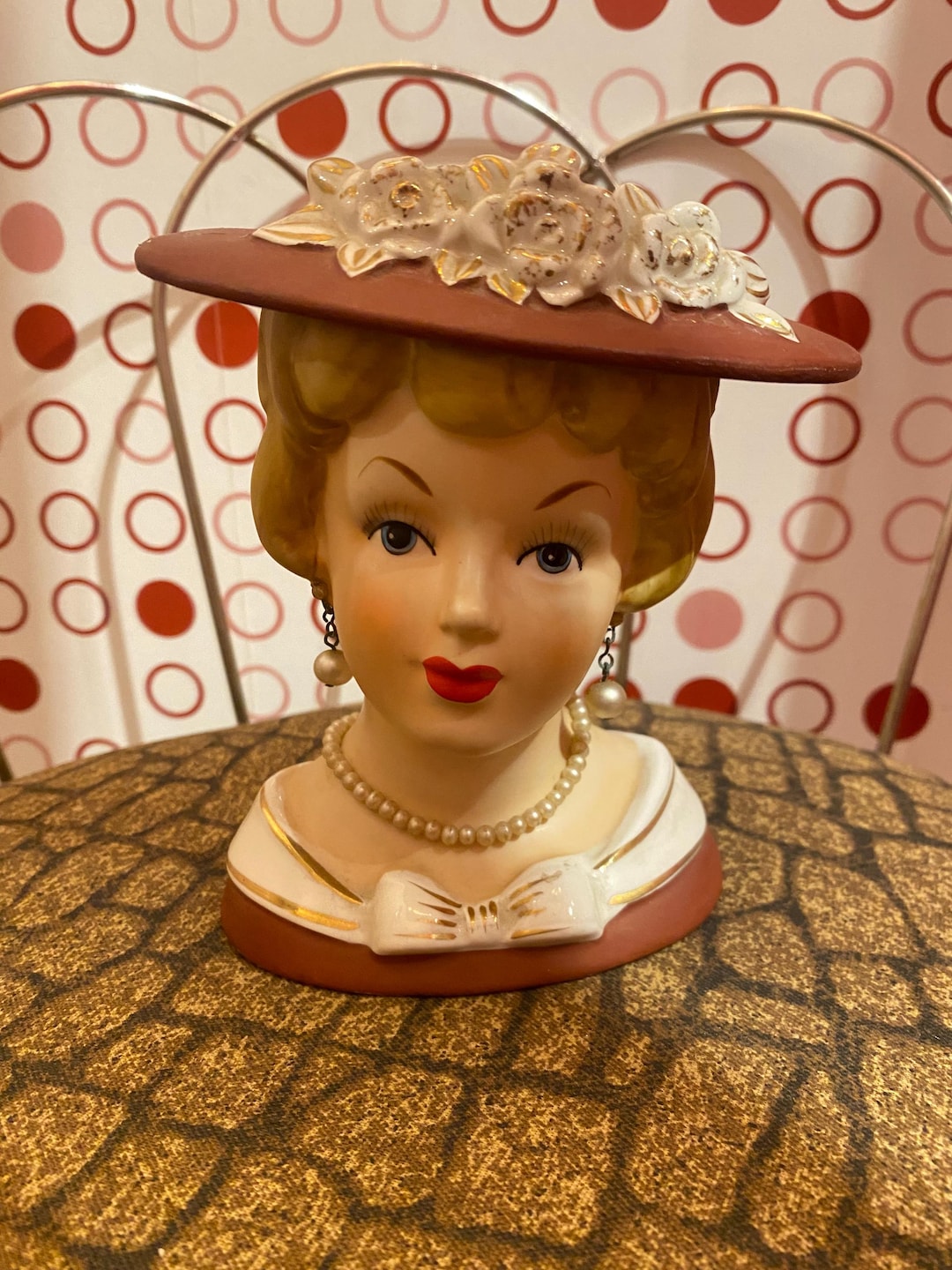 Relpo（レルポ）陶器　花瓶　貴婦人　日本製　ヘッドベース ヴィンテージ Relpo（レルポ）陶器 花瓶 貴婦人 日本製 ヘッドベース