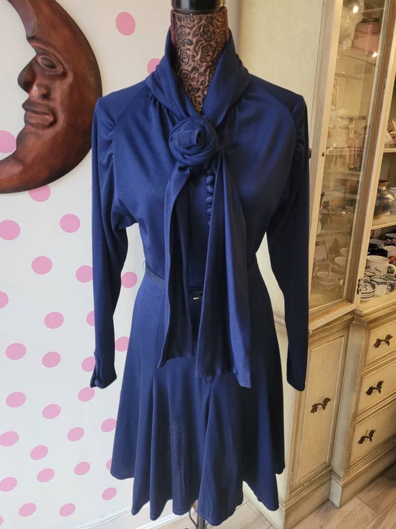Classic Navy Dress, Vintage Jean Varon dress, Vin… - image 1