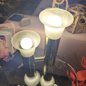 Lampada da tavolo tubolare in ottone vintage anni &#39;70, Hollywood Regency