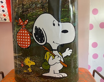 Vintage 1978 Chinch Peanuts Trash Can Featuring Charlie Brown Snoopy and WoodstockVintage