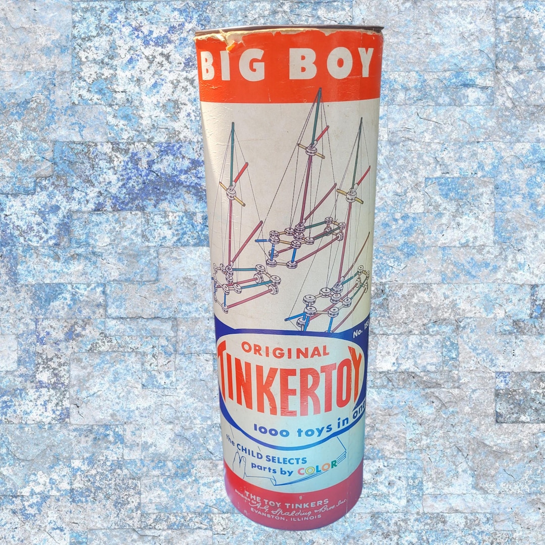 Vintage 1950s Tinkertoy Big Boy Set No. 155 – Original Spalding Tube ...