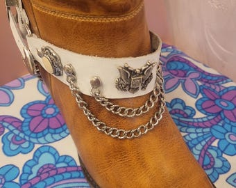 Correas vintage para botas vaqueras con cadenas y emblemas metálicos: accesorios para botas vaqueras de mujer, joyas para botas, cuero