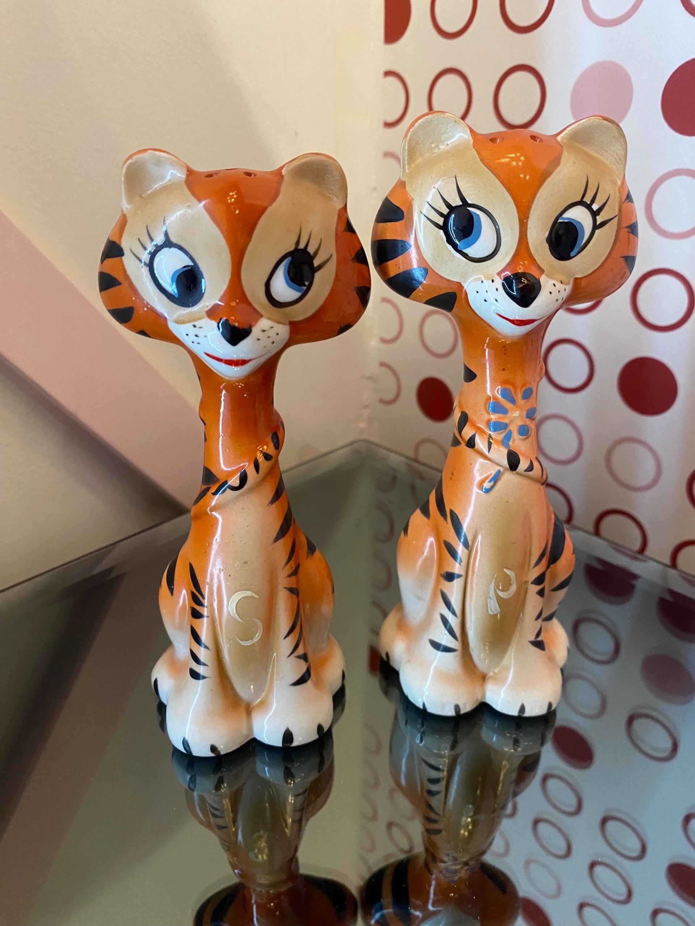 Vintage Anthropomorphic Tiger Salt and Pepper Shakers – Japan