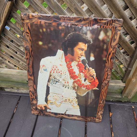 Vintage Elvis Presley Print on Wood • Rustic Burnt-edge Plaque