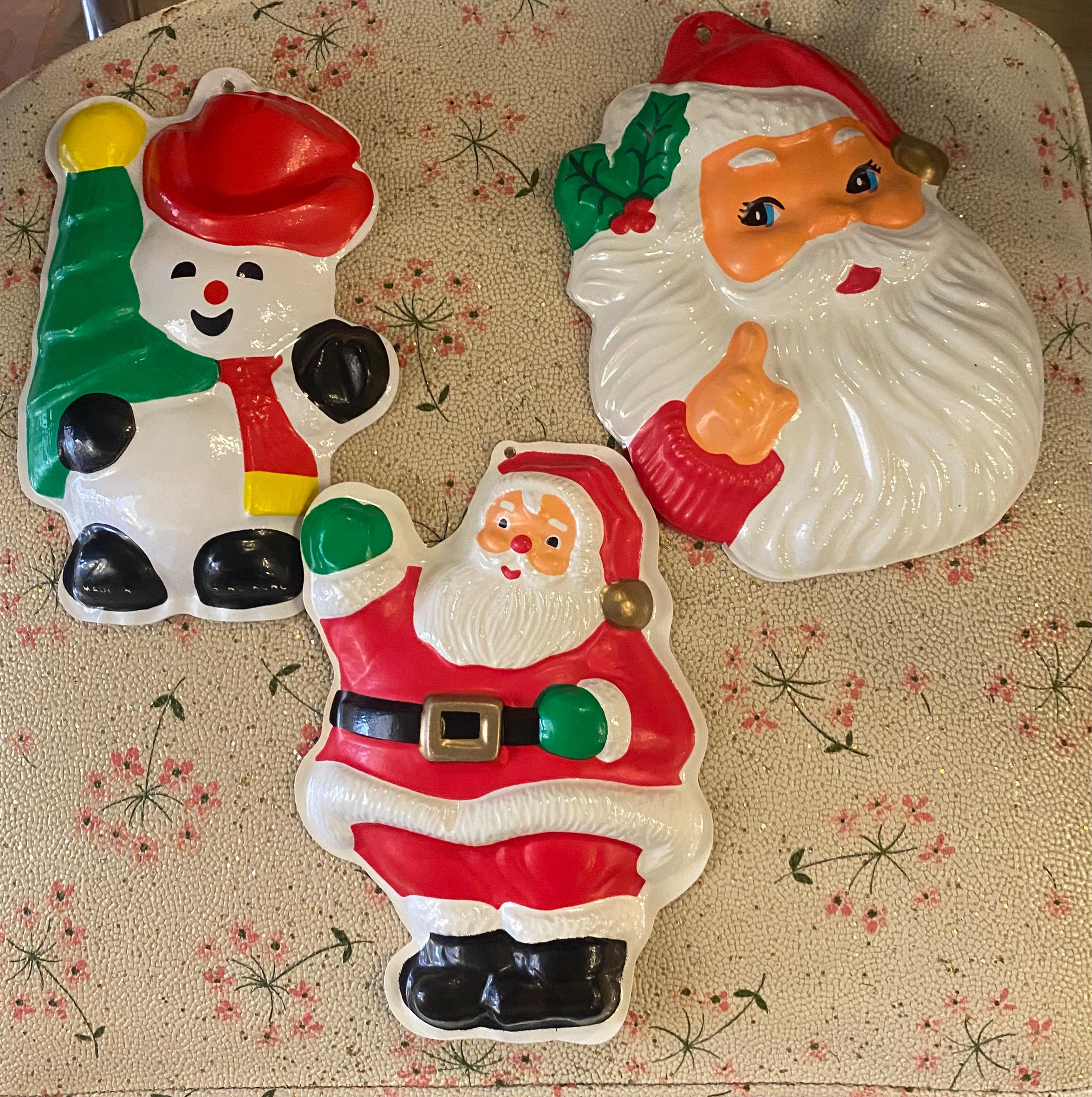 1970年代～80年代のヴィンテージクリスマスブローモールド壁飾り – 3個