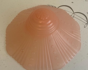 Vintage Pink Depression Glass Ceiling Light Shade – Art Deco Pressed Glass Fixture Cover