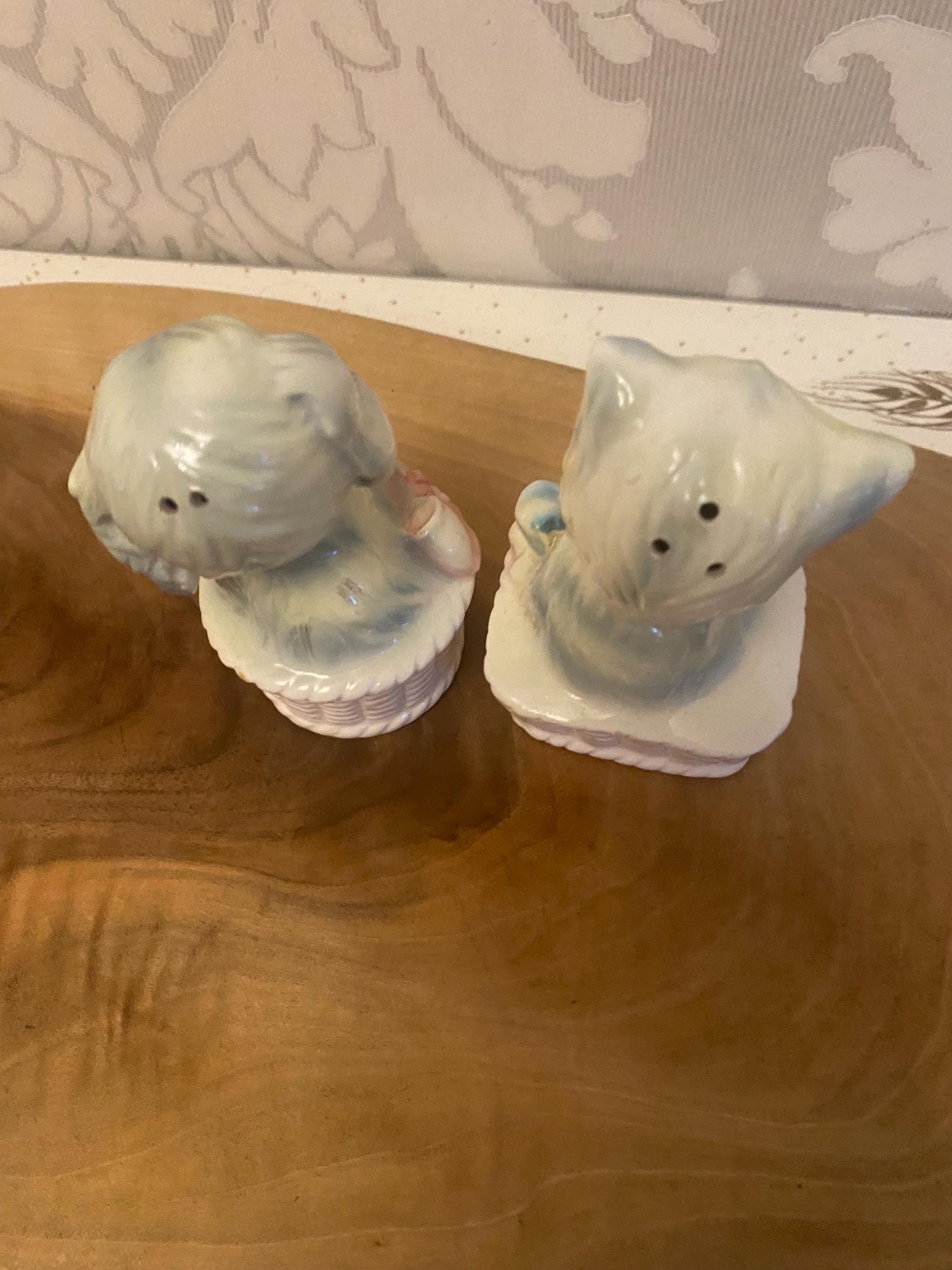 Vintage Lefton “toodles” Dog & Cat Salt and Pepper Shakers – Made