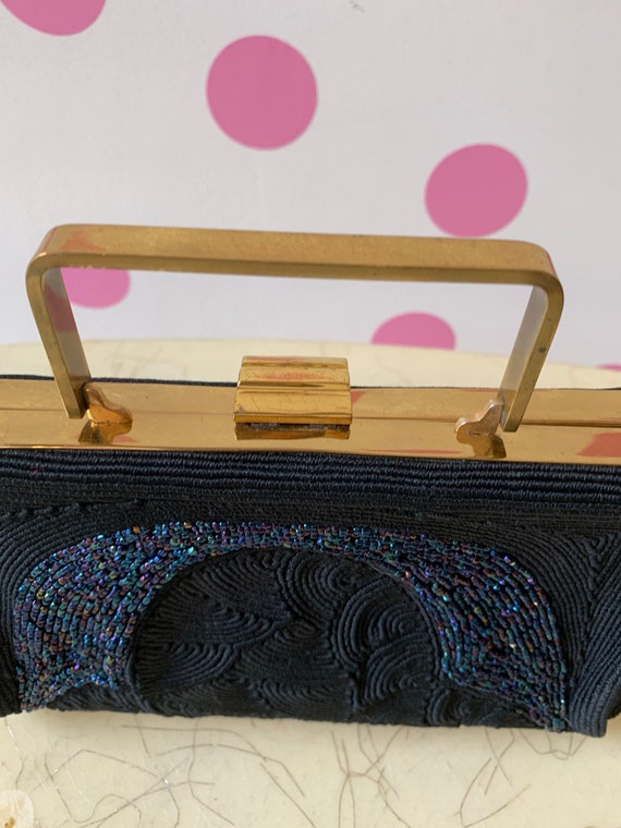 Beautiful 1940’s Corded and Beaded Handbag with M… - image 4
