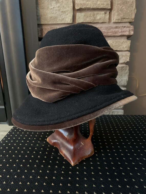 Wool and Brown Velvet Cloche Hat - Etsy