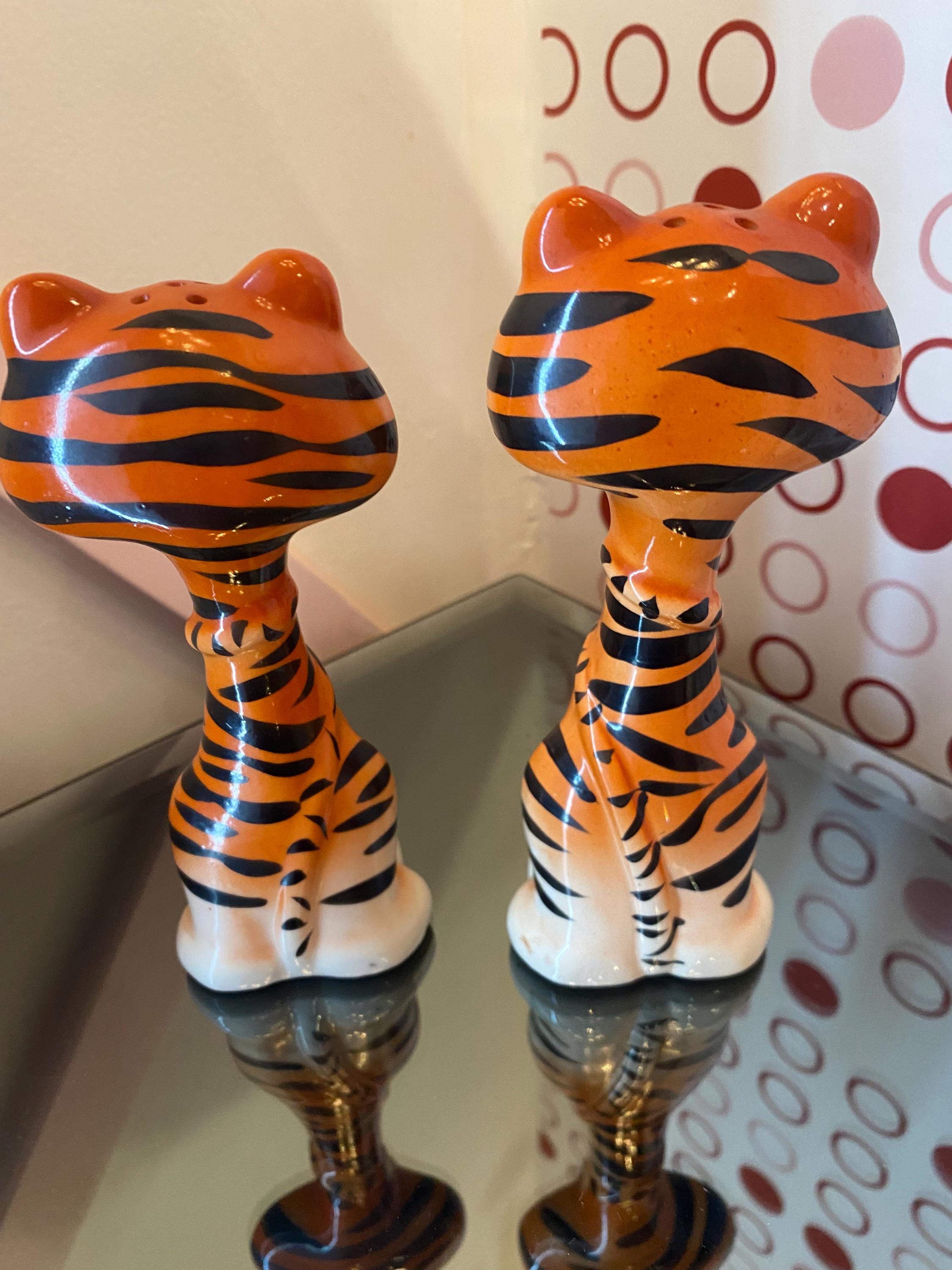 Vintage Anthropomorphic Tiger Salt and Pepper Shakers – Japan