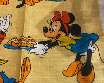 Vintage Irish Linen Walt Disney Tea Towel With Mickey, Minnie