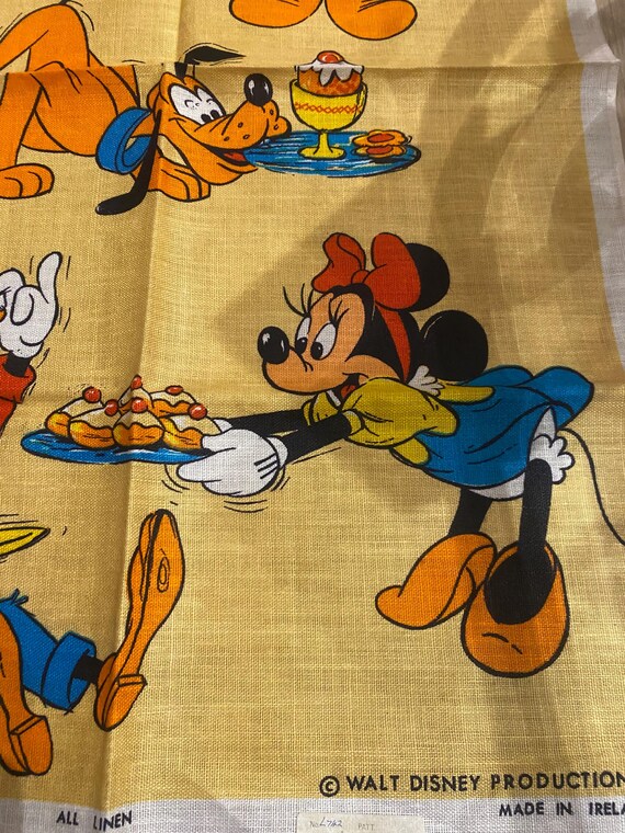 Vintage Irish Linen Walt Disney Tea Towel With Mickey, Minnie