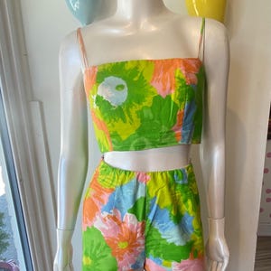 Vintage 1960’s Irving Nadler Play Suit Romper Set Shorts and Bralette Set