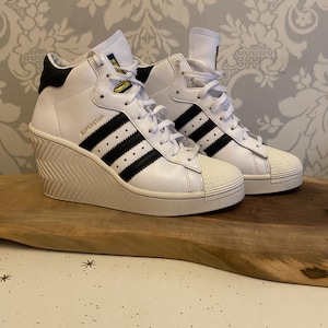 Seltene Adidas Superstar Ellure Wedge Sneakers Weiß Schwarz Damen US 7 Auslaufmodell
