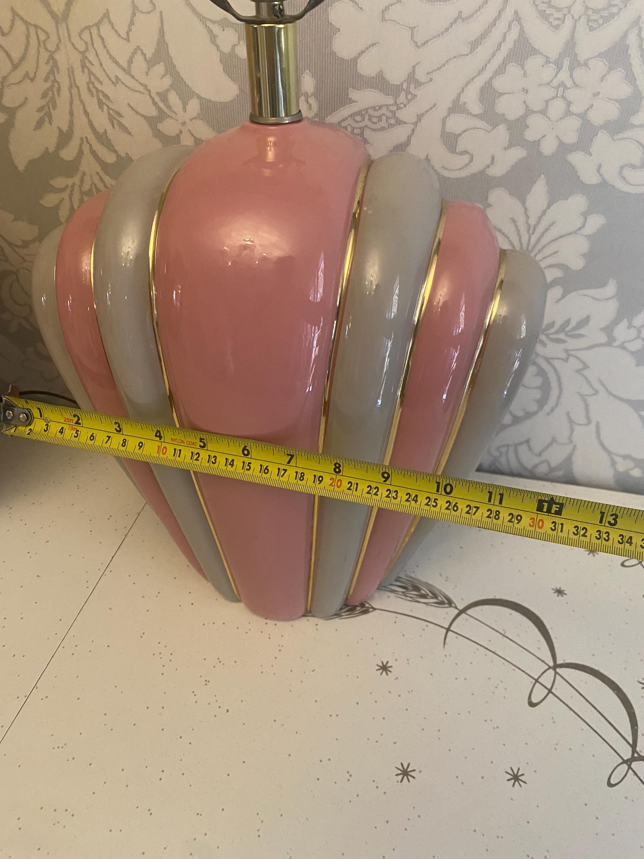 Vintage 1980s Shell-shaped Ceramic Tri-light Lamp Pair – Pink