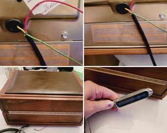 1970年代のヴィンテージ、デコテル回転式電話（木製ケース入り