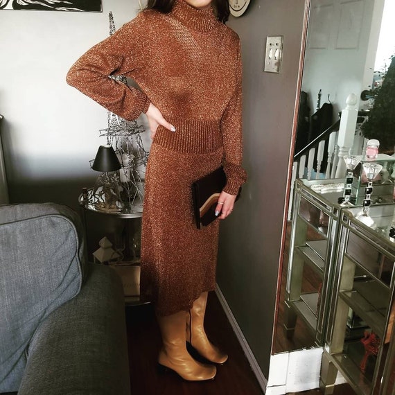 Vintage Copper Wenjilli Lurex Disco Dress