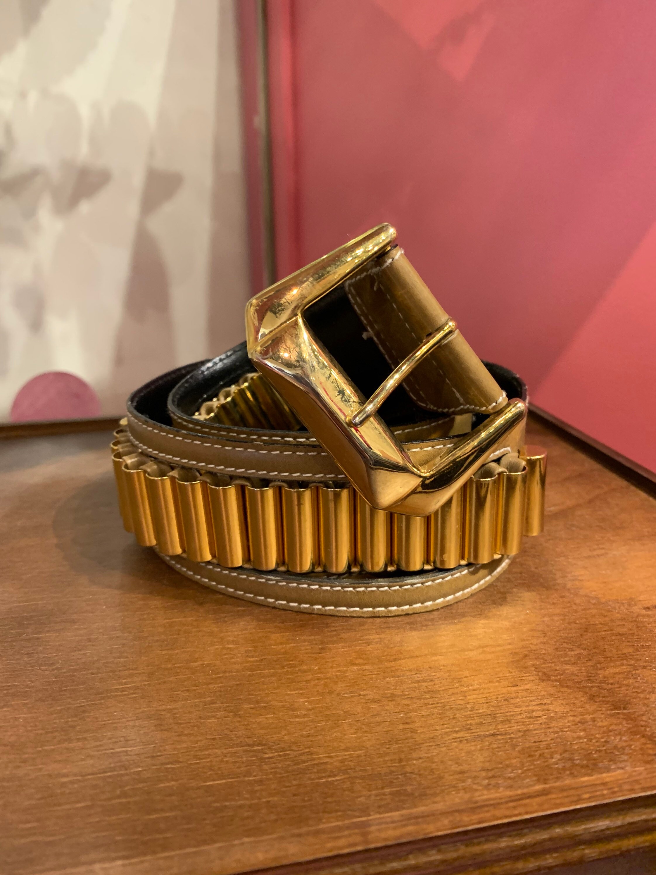 即納！最大半額！ Sz Belt Gold and Leather Escada Vintage 36 Etsy - 小物