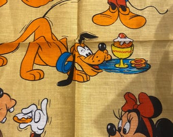 Vintage Irish Linen Walt Disney Tea Towel With Mickey, Minnie