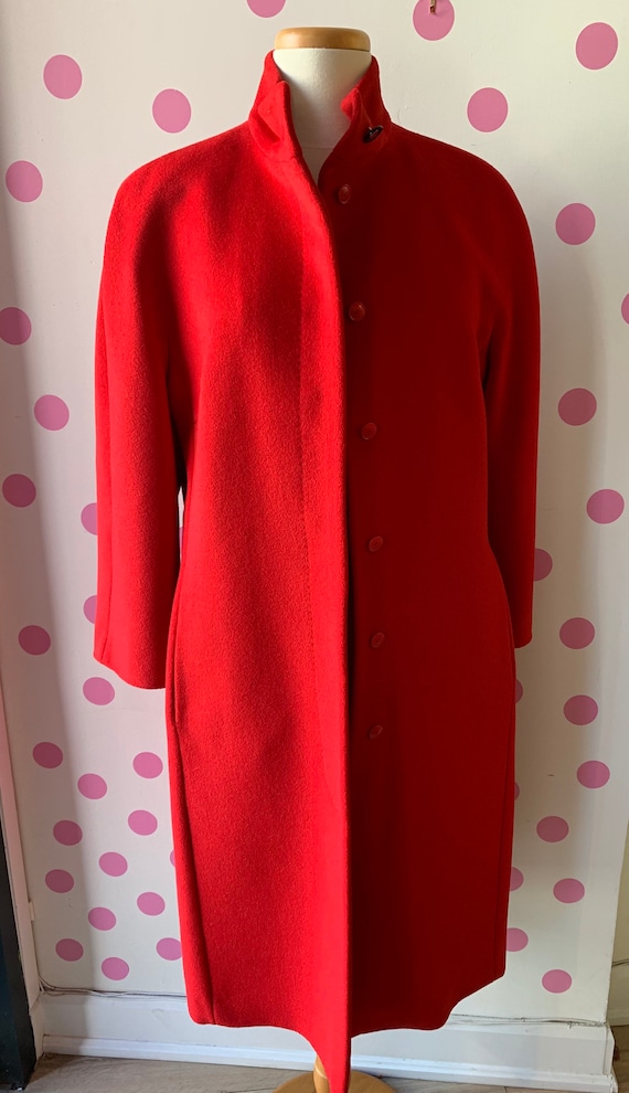 Louis Feraud Angora and Lambswool Red Long Coat Vintage 